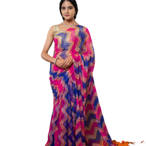 Magenta & Blue Shaded Lehariya Saree | Sequin Work | Jaipurio Designer Collection